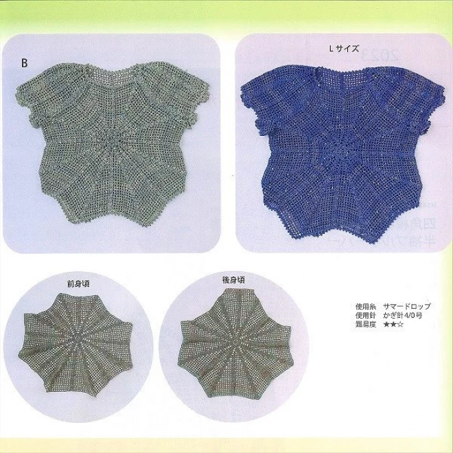 ハマナカ　サマードロップかぎ針編みキット　H145-235-001　中心から編む八角形のプル/かぎ針編み/Lサイズ/グラデーションカラー/国産糸