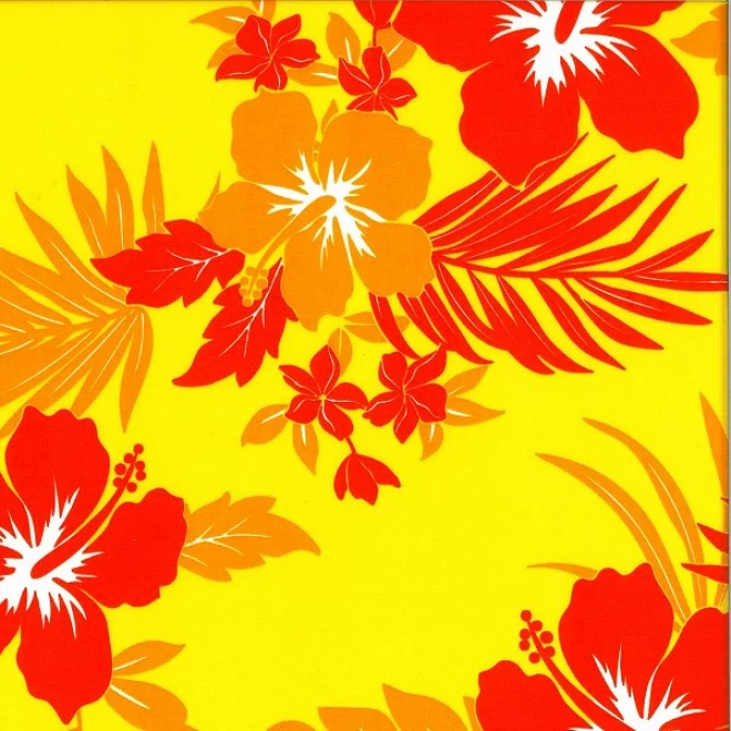 ハワイアンバイアス柄生地　5色　T/Cブロード 【バイアス花柄/ハワイアン柄/トロピカル/パウスカート/サンドレス】