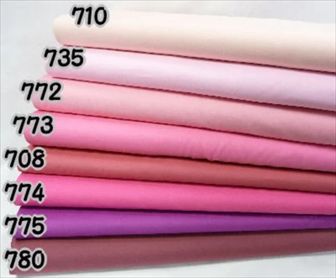 綿100%　シーチング　カラー　無地薄いピンク〜濃いピンク