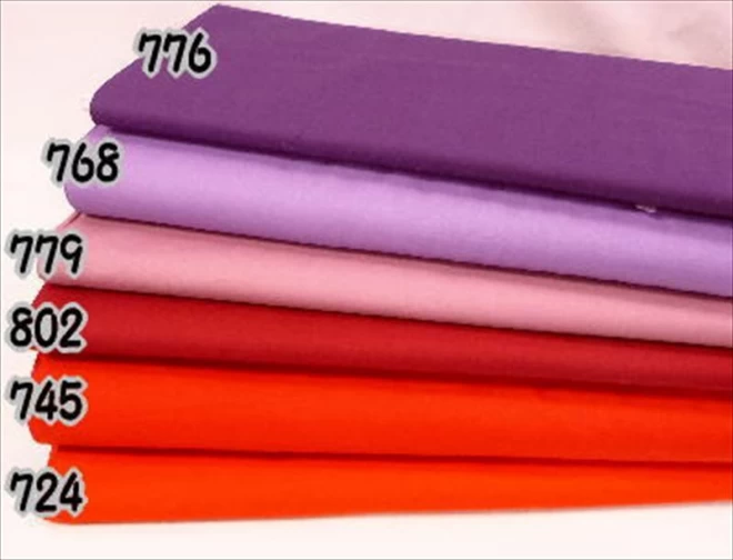 綿100%  シーチング　カラー　無地赤〜紫
