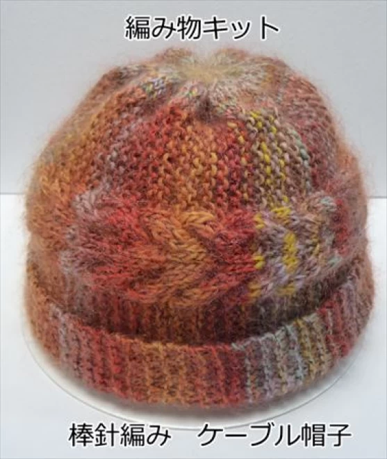 棒針編みの編み物キットドミナのケーブル帽子　女性サイズ